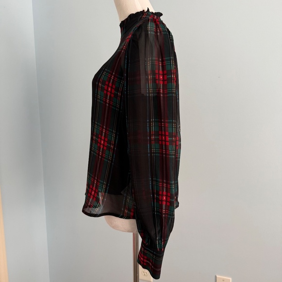 J.Crew Women’s Ruffleneck top in Stewart tartan chiffon Size S - Picture 3 of 11
